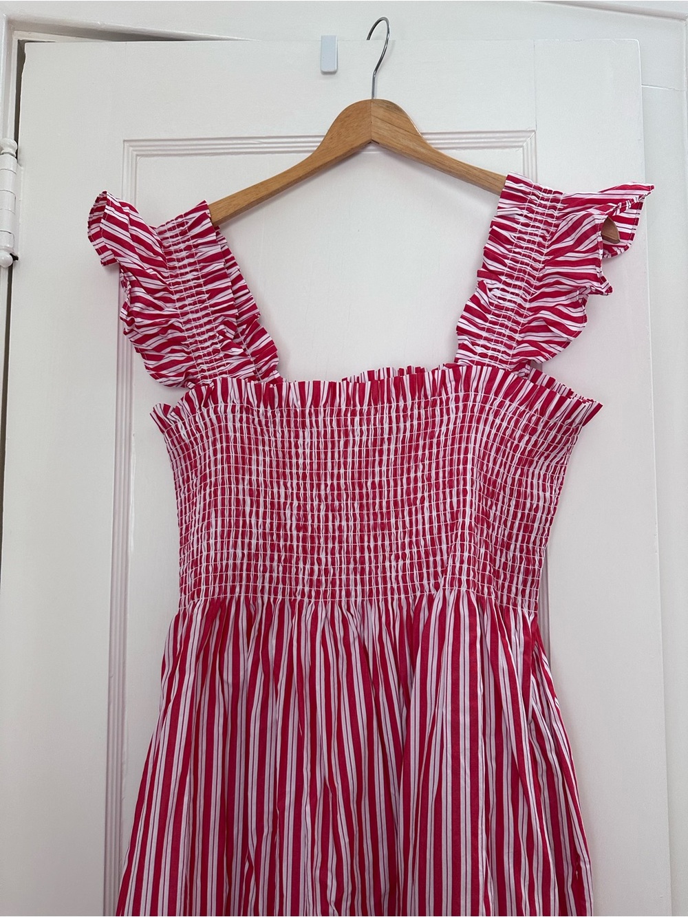 Hill House Ellie Nap Dress Red Stripe Smocked Sundress with Ruffle Straps